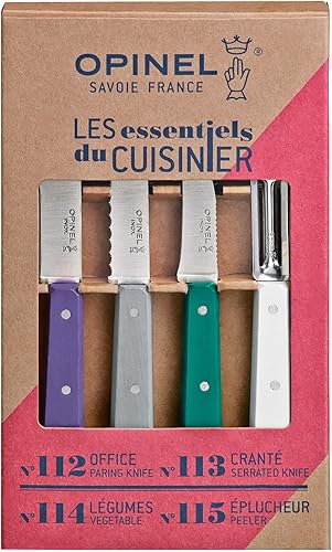 Miniatura 15 de Opinel Les Essentials - Juego de cuchillos de cocina pequeños de 4 piezas, cuchillo de pelar, cuchillo dentado, pelador, cuchillo para verduras, 50S