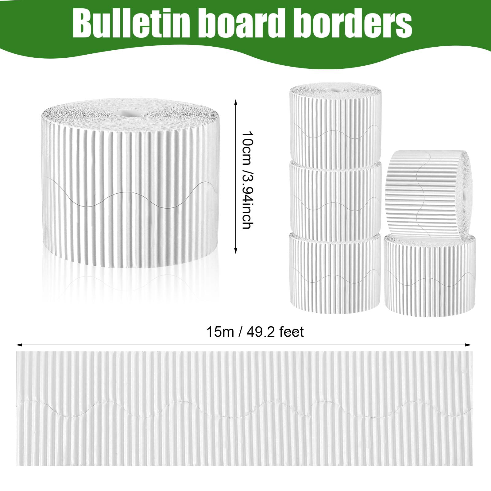 Boho-Pinnwand-Bordüre 6 Rollen - 73,2 M Gesamtlänge, Gewellt & Gestanzt, Für Klassenzimmer & Tafeln