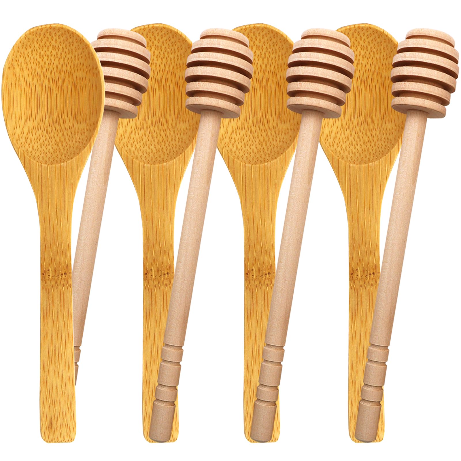 BLUE TOP 8 PCS Honey Dipper Sticks Honey Spoon 6 Inch Individually Wrapped Honey Stirrer Stick Mixing Spoon for Honey Jar Dispense Drizzle Honey Wedding Party