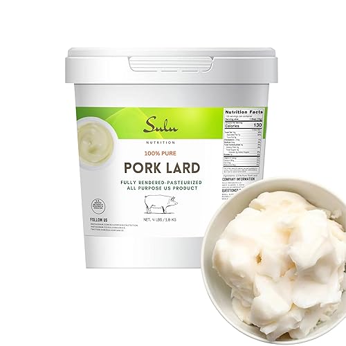 4 libras de manteca de cerdo totalmente renderizada, lista para comer, apta para todo propósito, apta para ceto-paleo