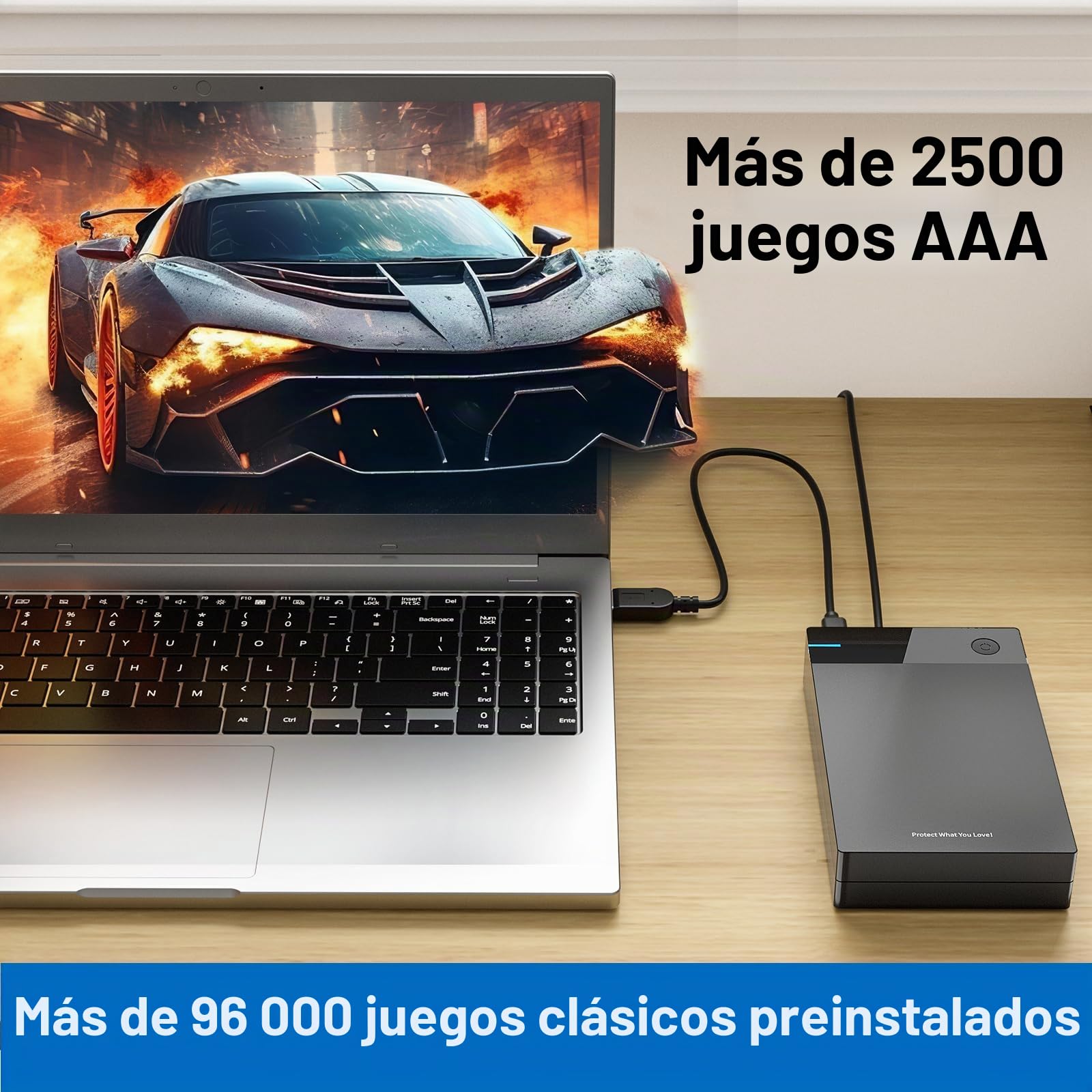 Kinhank Disco duro retro de 12 TB con más de 96.000 juegos, consolas de juegos retro compatibles con más de 400 emuladores, más de 6000 juegos 3D, disco duro portátil compatible con Win 7/8/10/11