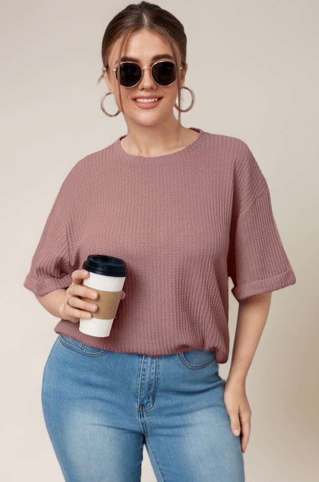 Women's Waffle Cotton Knit Tops Dressy Business Casual T-Shirt Half Long Sleeve Fall Winter Summer Work Tops Clothes