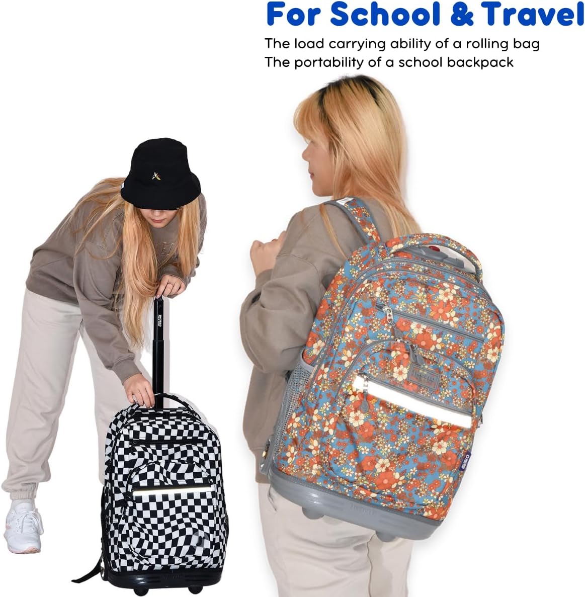 J World New York Sundance Rolling Backpack Girl Boy Roller Bookbag, Tribal, One Size - Image 2