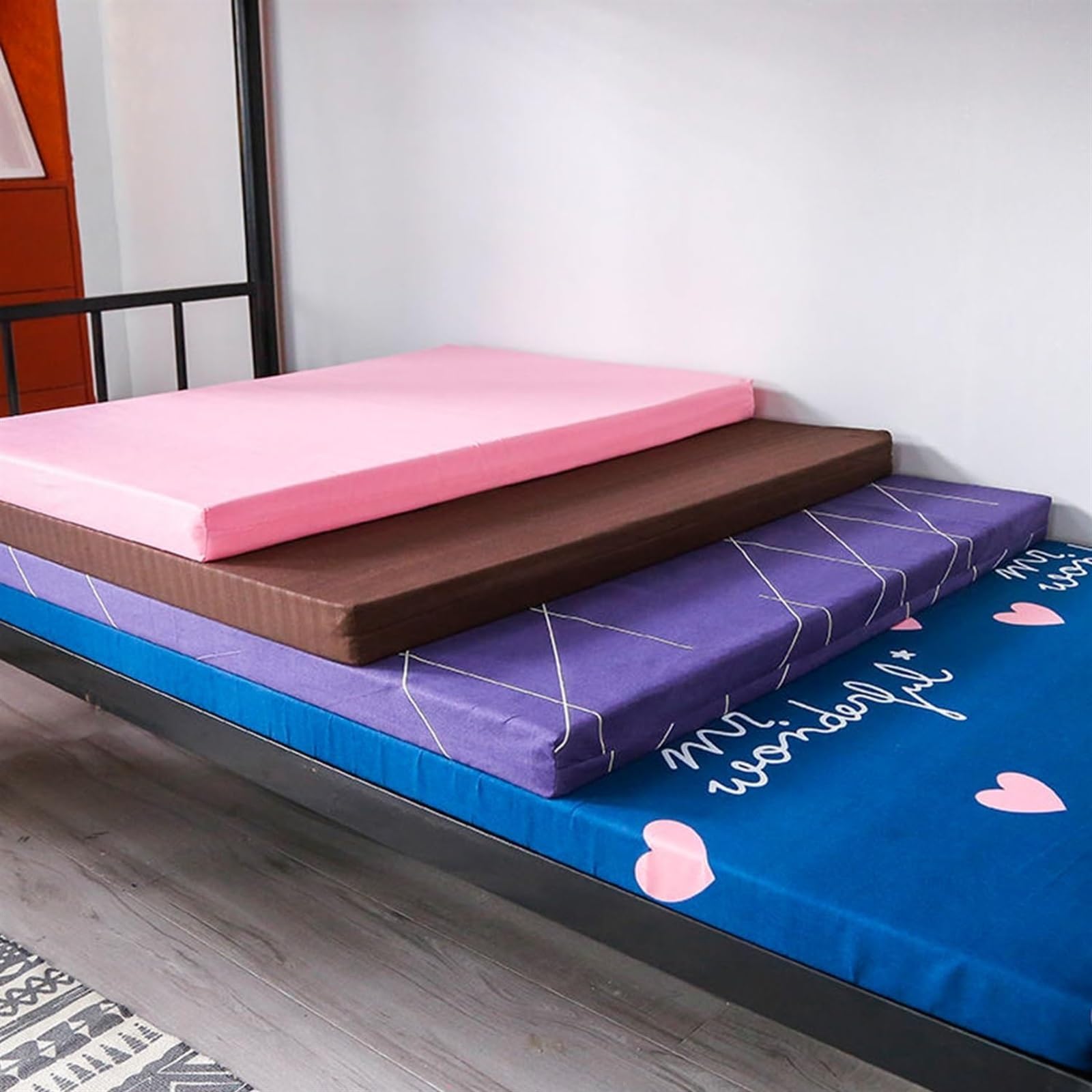 Colchón Topper de Espuma Viscoelástica para Cama Individual, Topper Suave para Dormir, Almohadilla de Colchón Ventilada de Alta Densidad con Funda Desmontable y Lavable(Pink 3cm,90x190cm)