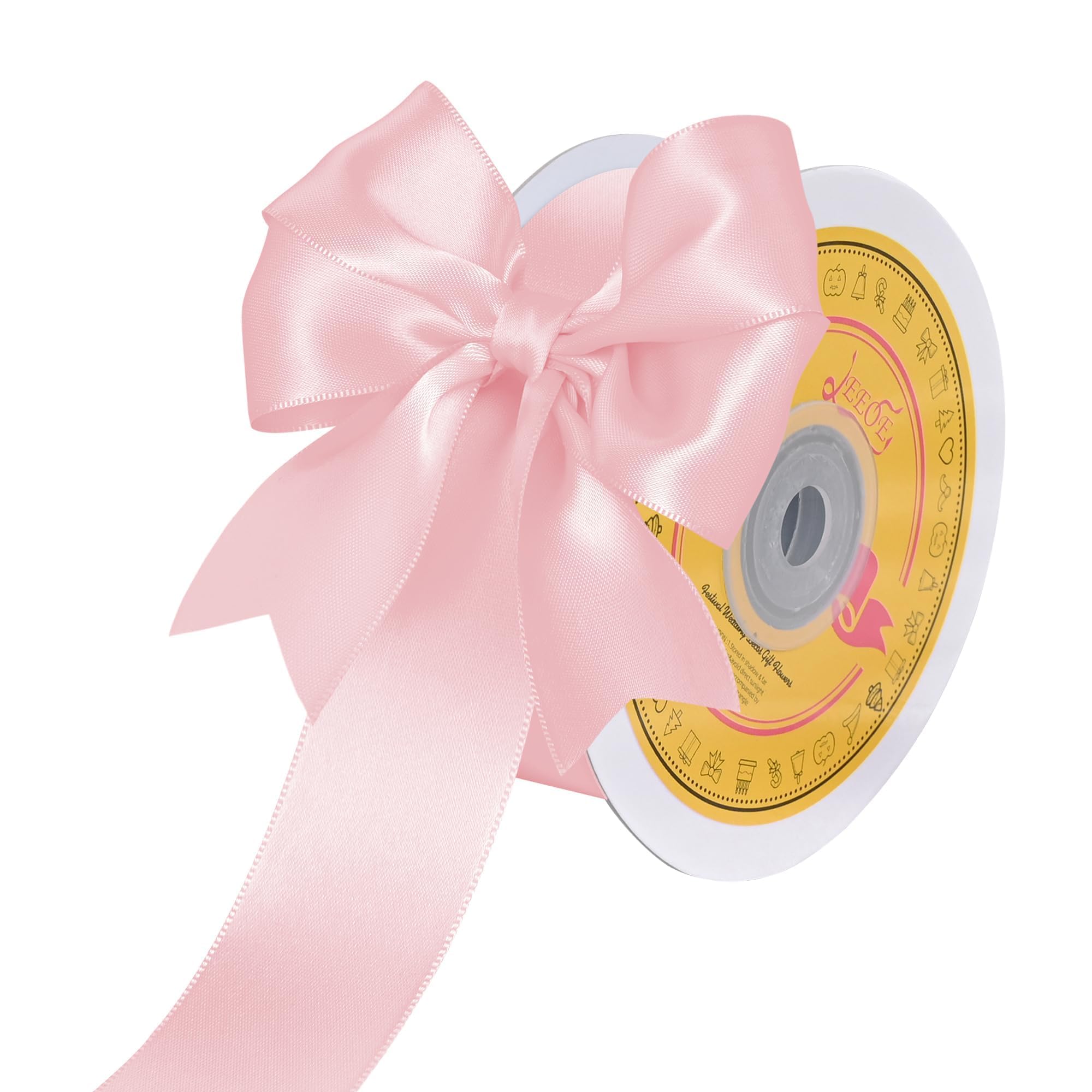 Double Face Light Pink Satin Ribbon 1-1/2 inch X 25 Yards Polyester Ribbon for Gift Wrapping Very Suitable for Weddings Party Hair Bow Invitation Decorations and More