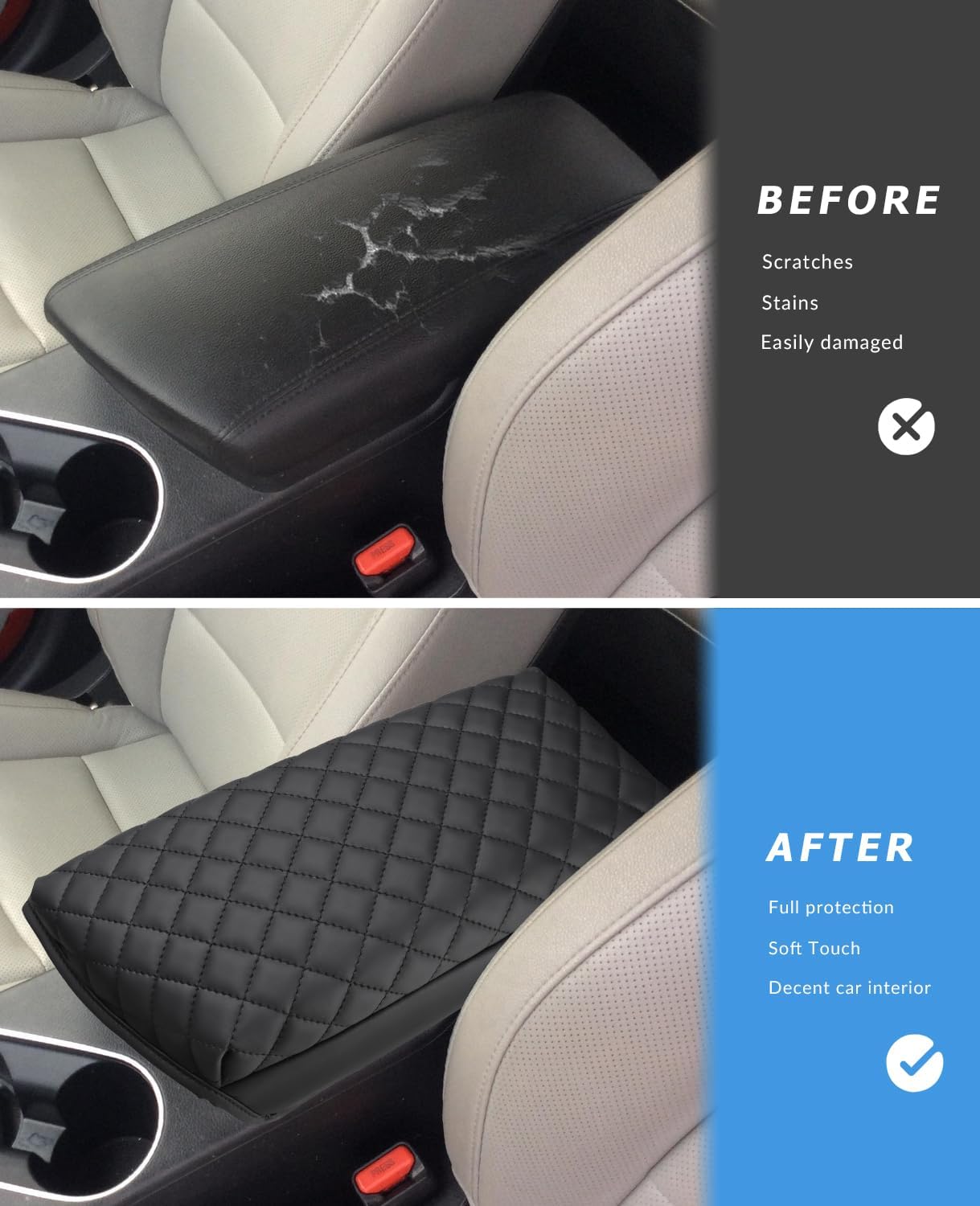 INTGET Car Center Console Armrest Cover for Kia Optima Accessories 2011 2012 2013 2014 2015 Leather Middle Console Arm Rest Box Lid Seat Cover Protector Cushion Saver (Cushion, 2011-2015)