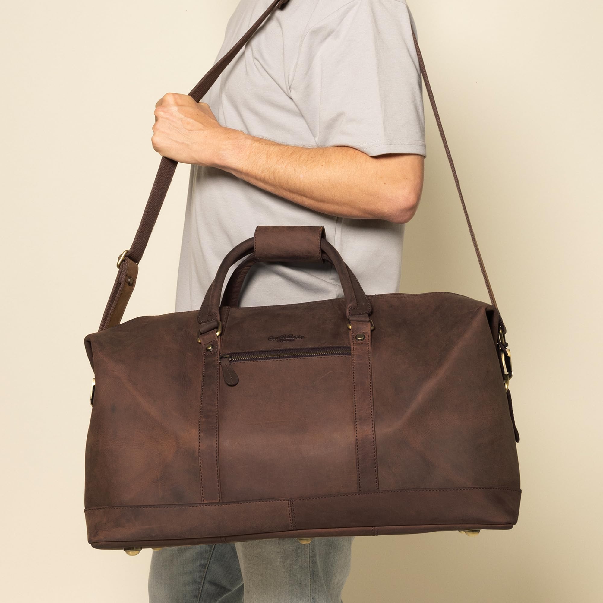 Gusti Leder Weekender Herren Ruben - Reisetasche Herren aus Echtleder in Braun - 36 L Vintage Sporttasche für Kurztrips & Wochenendausflüge