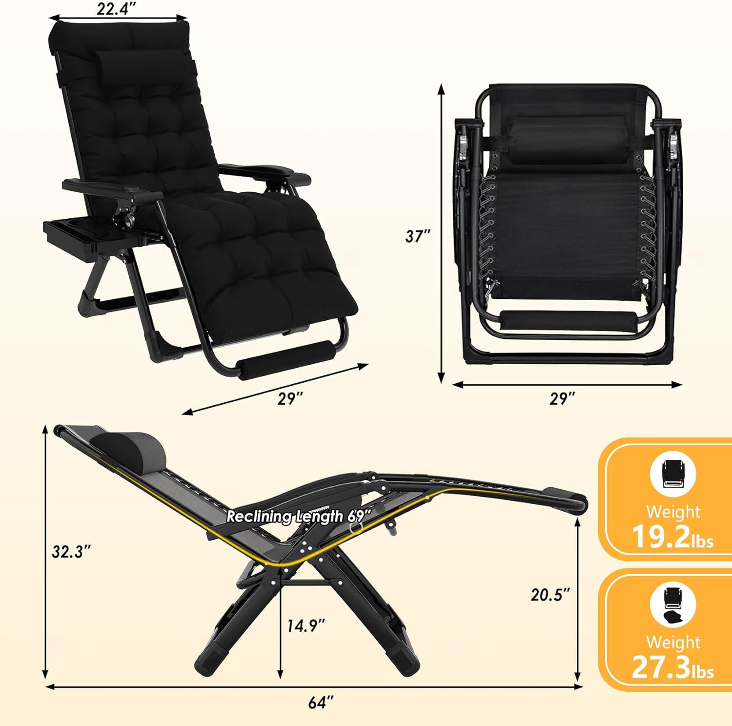 Slendor Oversized Zero Gravity Chairs XL, Padded Cameroon Ubuy