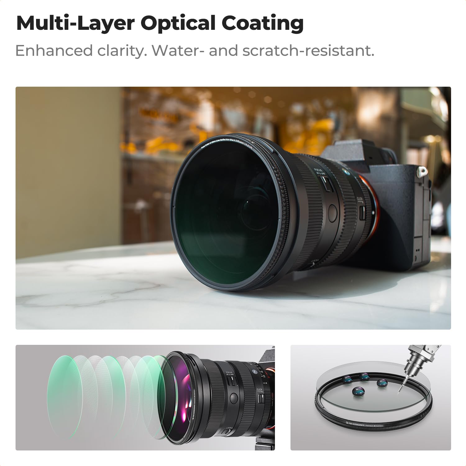 Amazon | K&F CONCEPT 62mm True Color CPL＆1/4ブラックミスト 2in1多