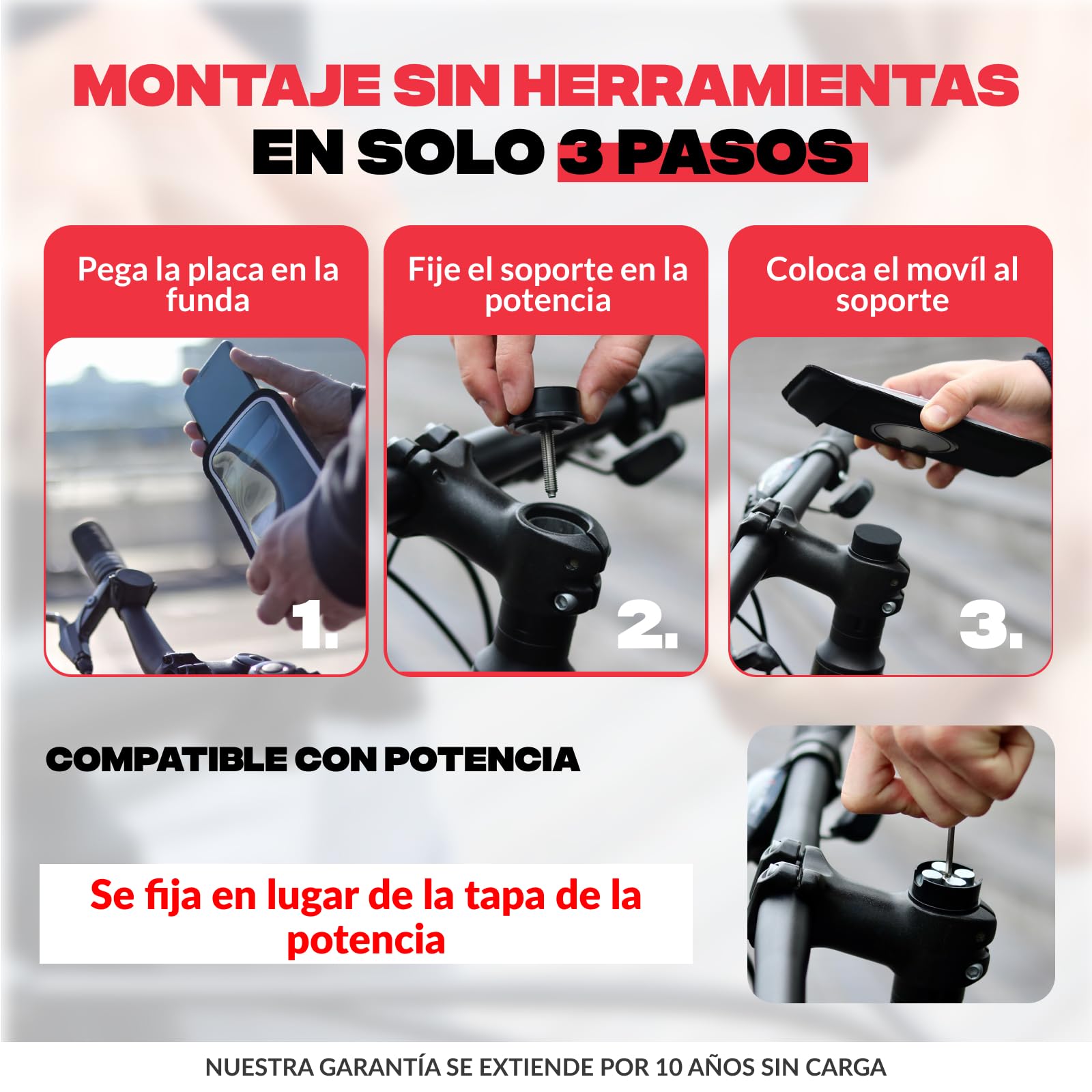 Shapeheart Soporte Móvil Bicicleta para Potencia con Funda Magnética | Para todos los móviles | Potencia dirección de 1 1/8 (28–32 mm) | GPS para carretera, gravel y BTT | Resistente a la lluvia