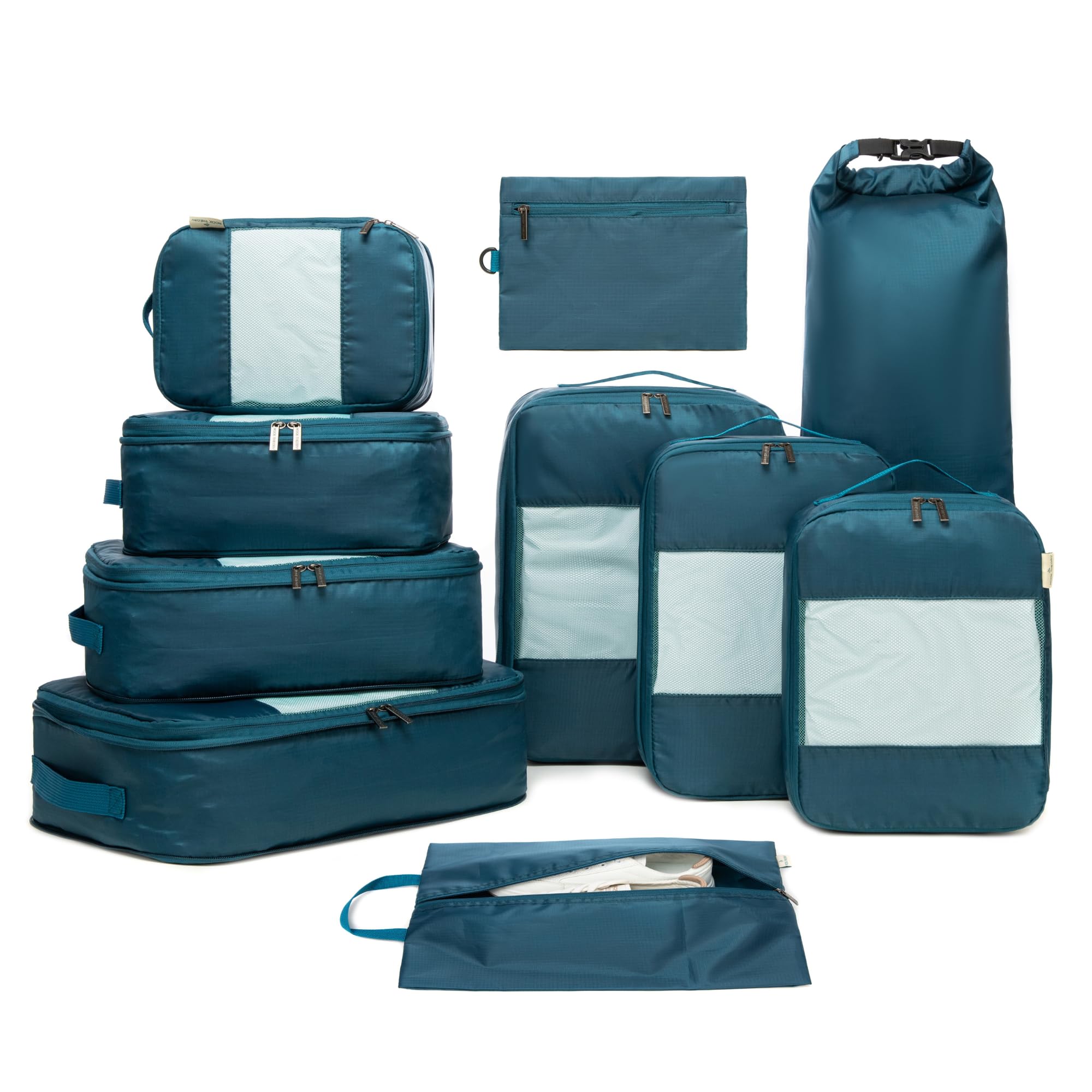 10-Pack Large Compression Packing Cubes for Travel - Lightweight Compression Packing Cube Set, Water-Resistant Luggage Organizer Bags & Suitcase