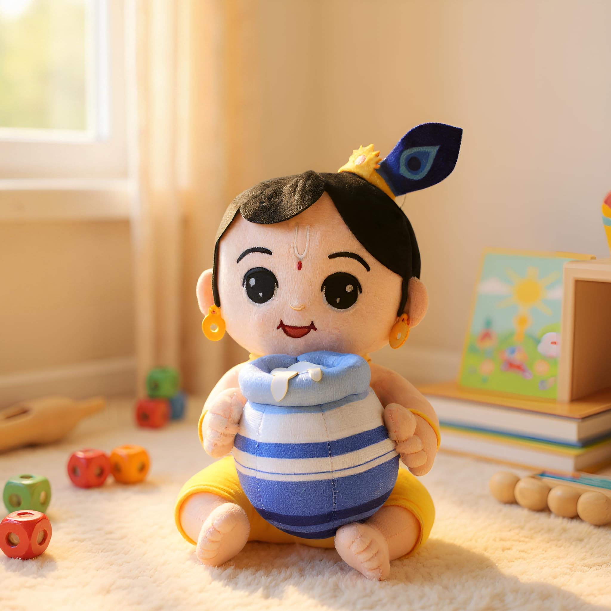 aurbo Mantra Chanting Soft Toy (25 Cm) Baby Krishna Musical Soft Toys | Medium Size Soft Plush Toy | God Toy with Info Booklet & Instruction | Best Gift for Infants, Kids, Babies