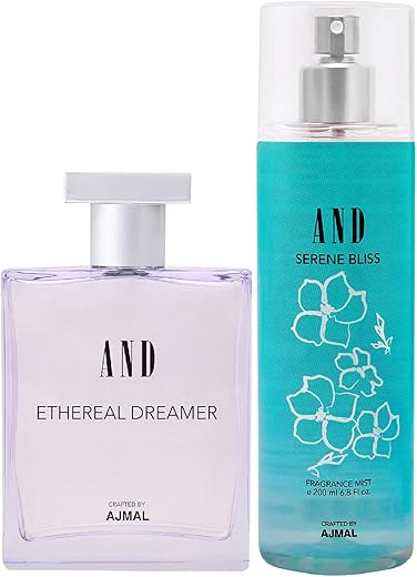 AND Ethereal Dreamer Eau De Parfum 100ML & Serene Bliss Body Mist 200ML Pack of 2 for Women Crafted by Ajmal