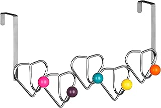 Premier 509730 Housewares 5 Hook Over Door Hanger - Multi-Coloured,Silver,H20 x W37 x D10cm