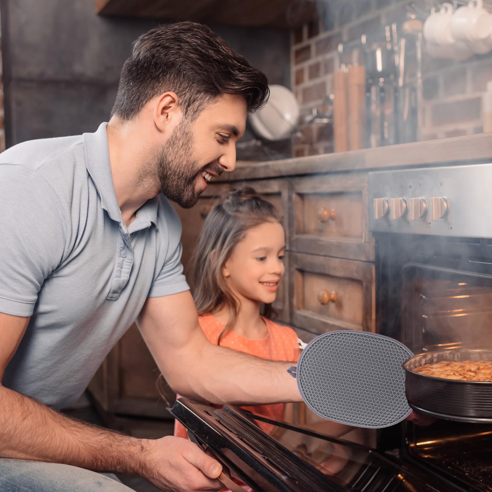 KICHOUSE Heat Resistant Oven Gloves Slip Baking Mitts for Kitchen Safety Silicone Insulation Gloves for Microwave Use for Handling Hot Pots and Pans