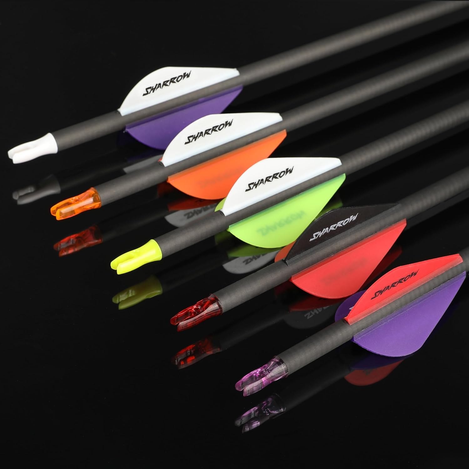 SHARROW 31" Carbon Arrows Hunting Arrows Spine 250 300 350 400 500 600 with Replaceable Points Targeting Practice Arrows for Compound/Recurve/Long Bow 6/12pcs (12, Purple & White, Spine 400)