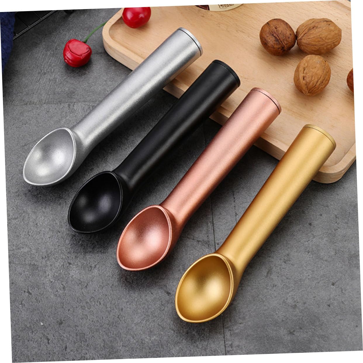 4 Pièces Cuillère à Glace Aluminium Cuillère à Crème Glacée pour Fruits et Desserts