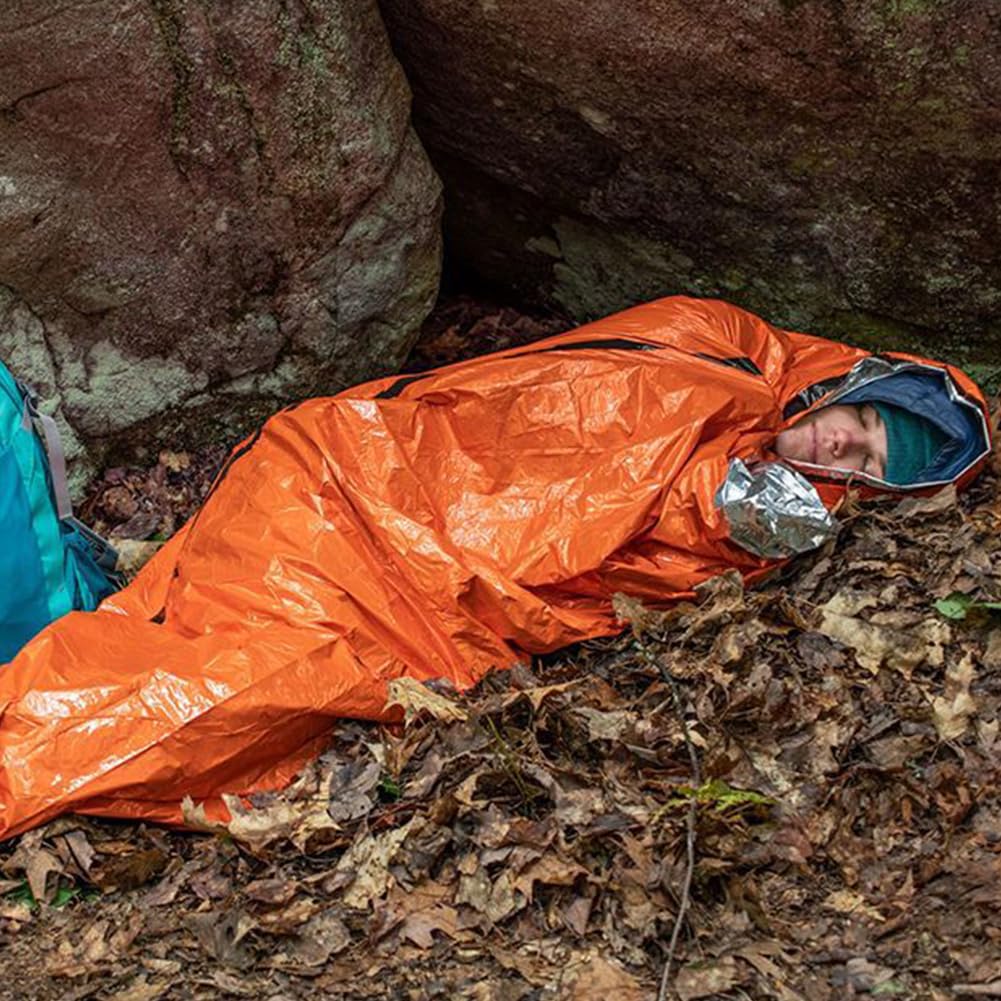 Sacco a pelo di emergenza, sacco a pelo di sopravvivenza, sacco a pelo di sopravvivenza, coperta di emergenza impermeabile, tenda a tubo caldo, sacco termico leggero per protezione dal freddo, tenda
