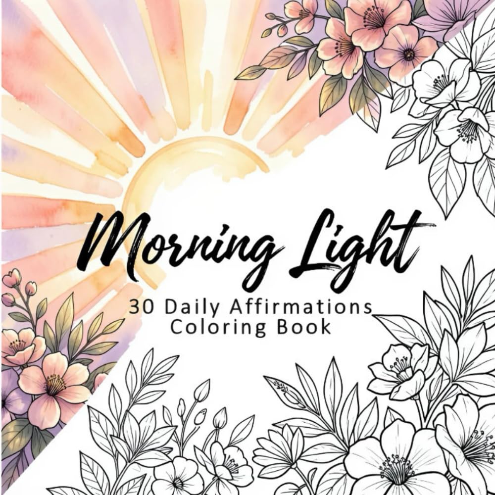 Morning Light: 30 Daily Affirmations to Cleanse Negative Energy & Attract Positive Vibes: A Relaxing Adult Coloring Book for Stress Relief, Self-Care & Mindfulness