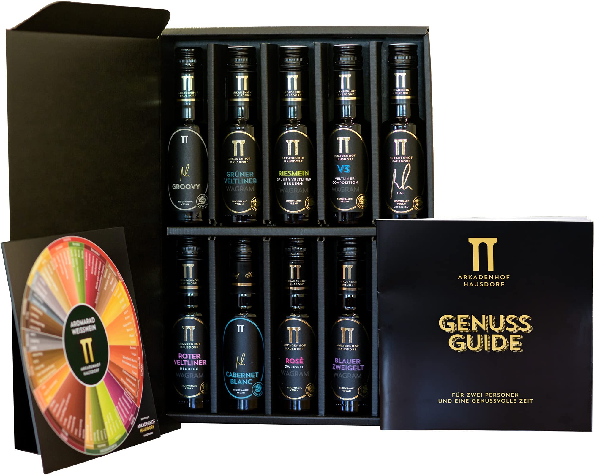 Biowein Verkostungs Paket | Mini Wein Tasting Set (10x 100ml) | Probierpaket vegan & bio | mit Genuss Guide & 20€ Gutschein | Ideal als Wein Geschenkset