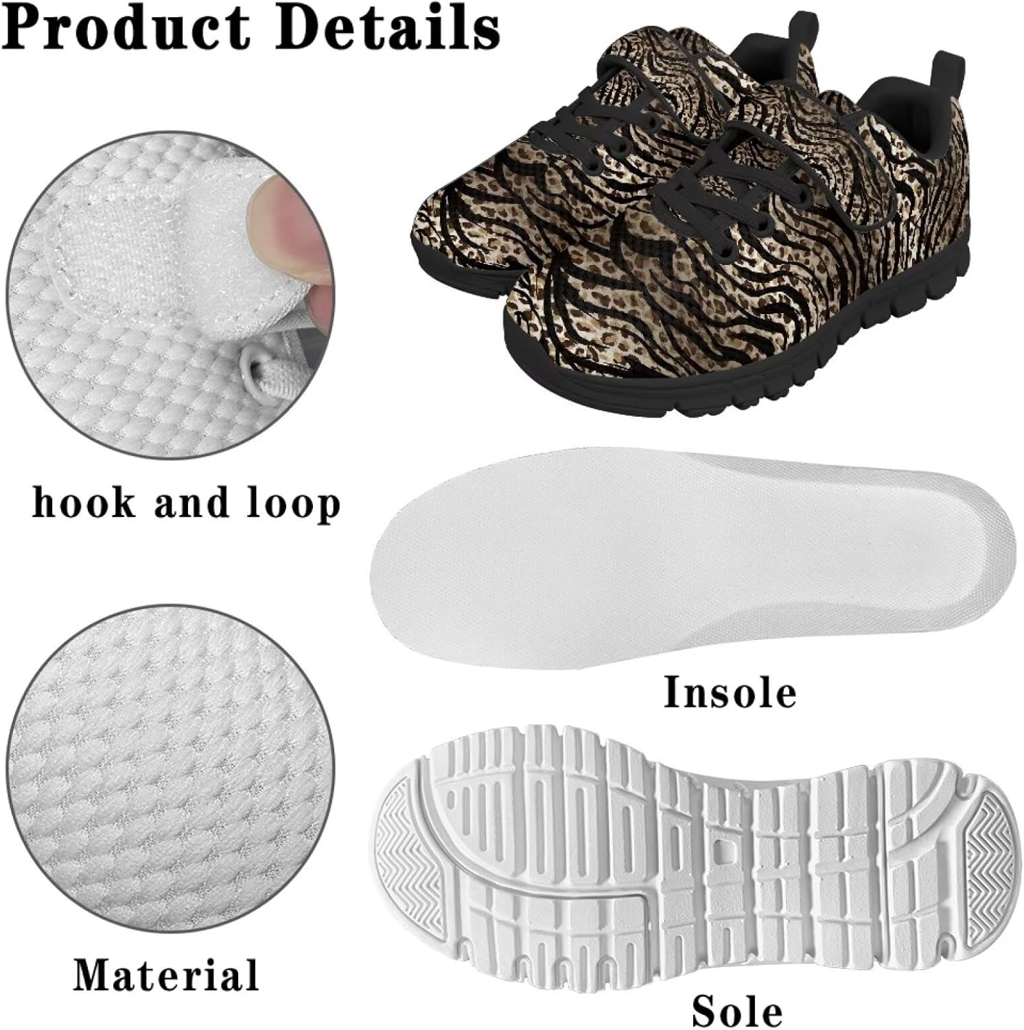 Girls Athletic Shoes with Hook and Loop Cute Print Breathable Mesh Tennis for Little Kid/Big Kid US 10.5-2.5