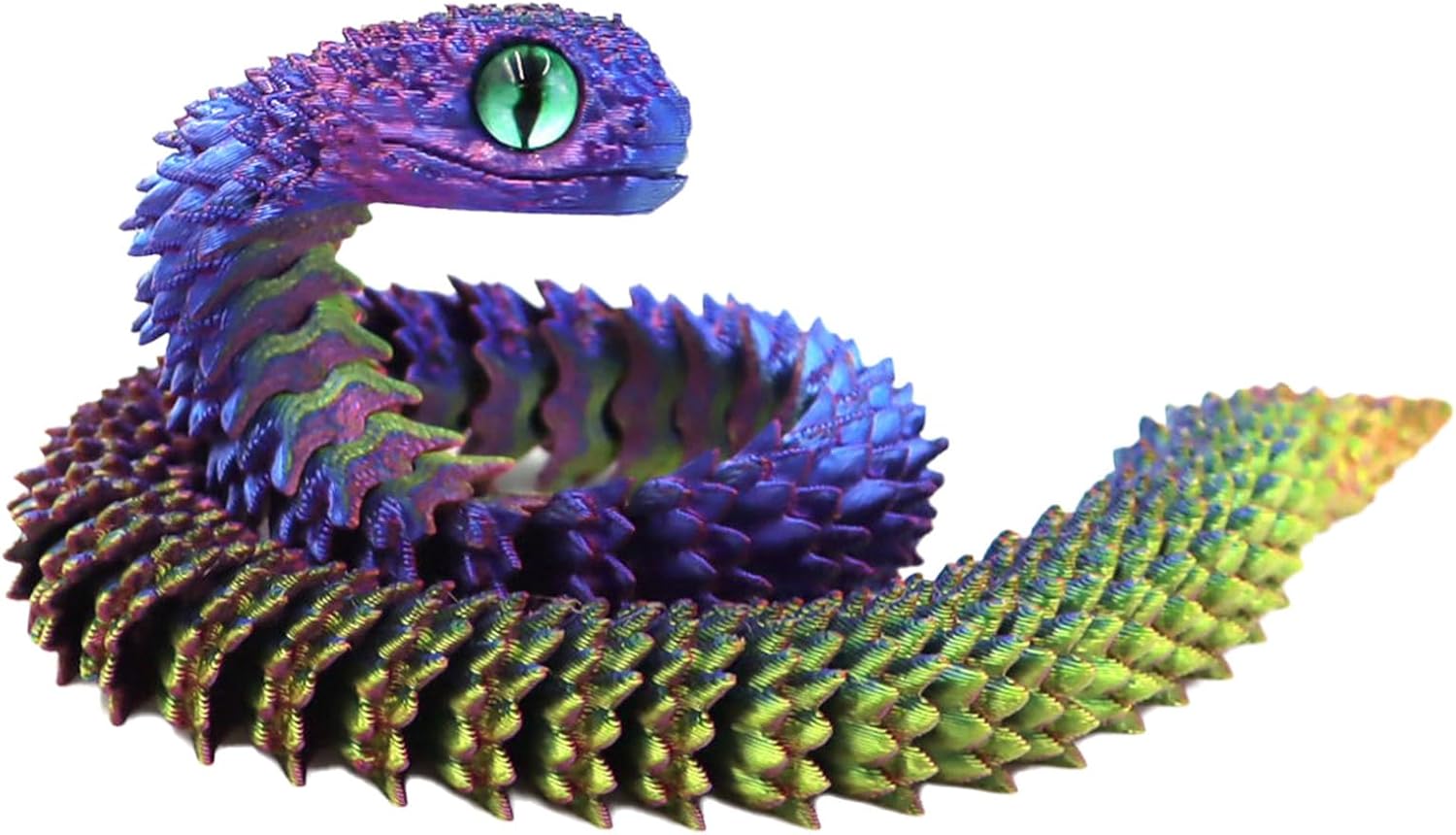 renvena 3D Printed Snake Articulated Flexible Joint Fidget Animals Toys for Home Office Display and Gift Three Color One Size