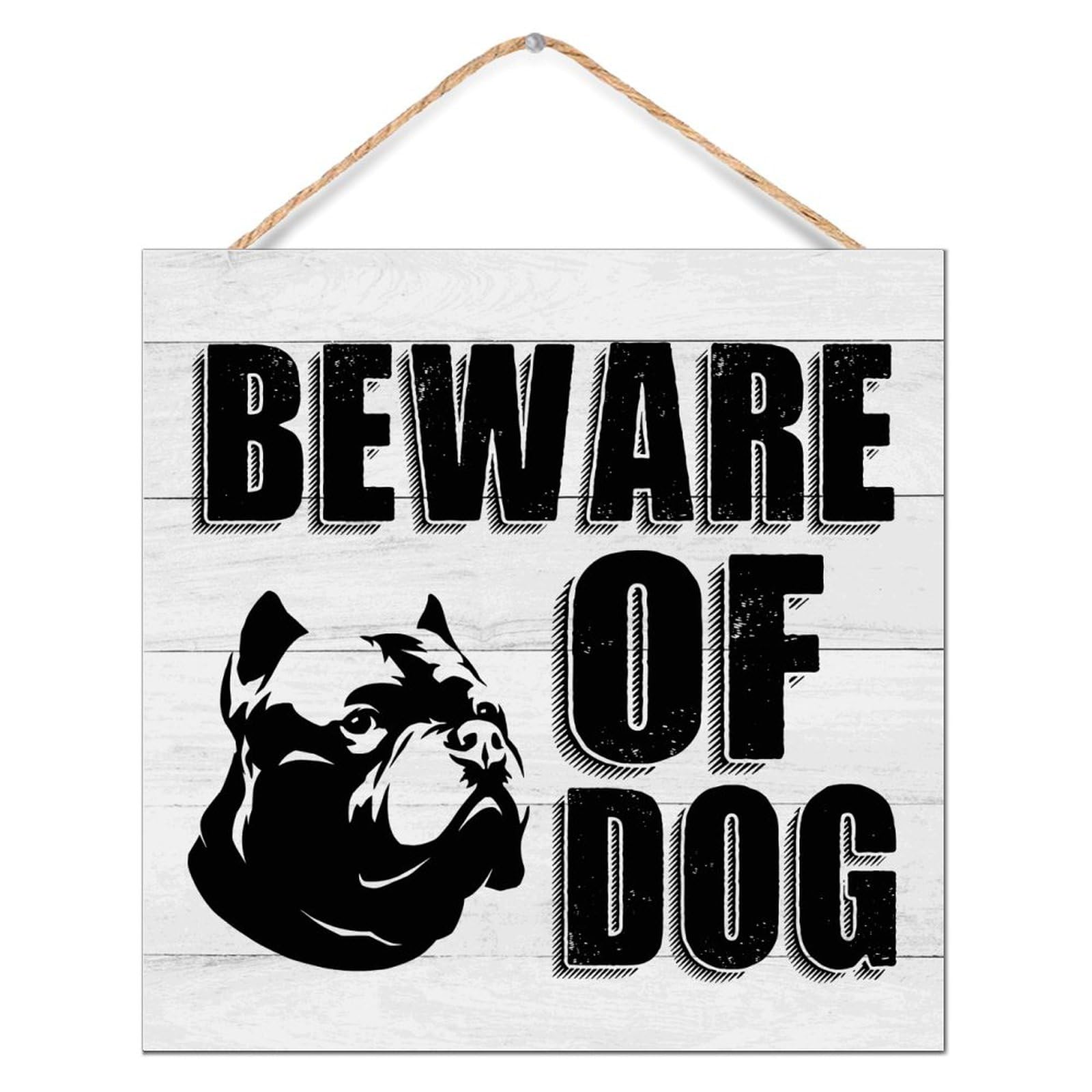 Letrero de cuidado con los perros placa colgante de madera decorativa de 12x12 pulgadas