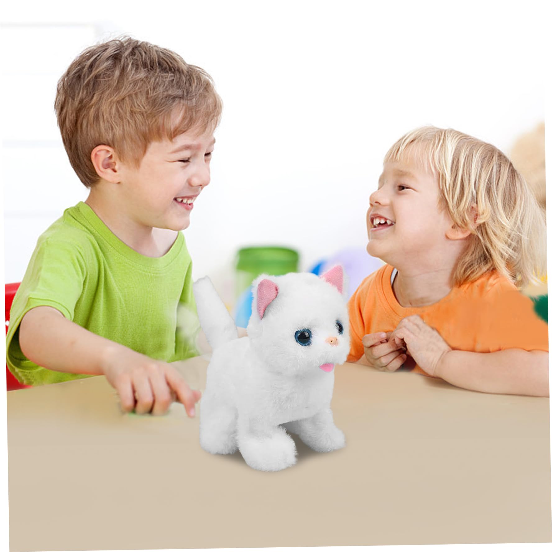 Giocattoli per gatti per bambini, robot di peluche che cammina e miagola ripetutamente, giocattolo di peluche che scodinzola, giocattolo animato interattivo per Pasqua, Natale, regalo di complean