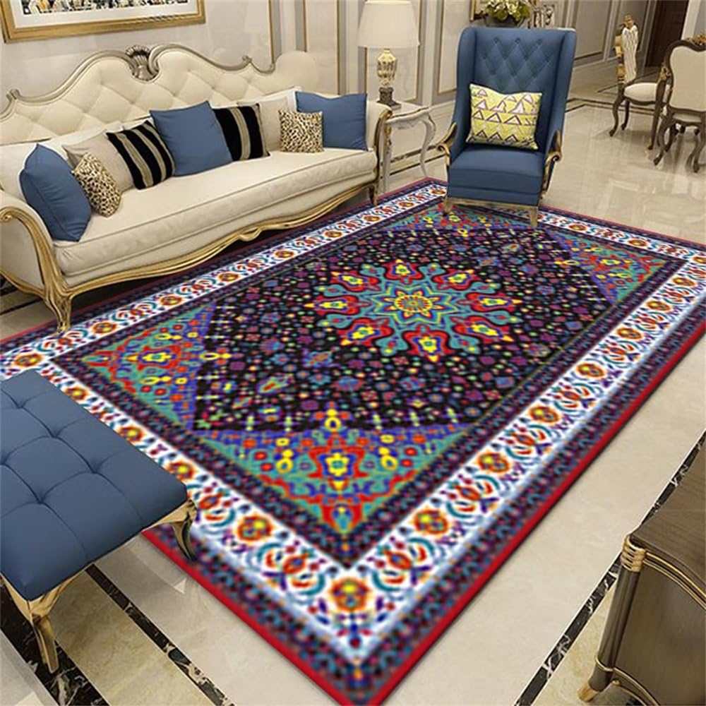 Tapis de jeux pour enfant rouge 90x150cm rétro résistant