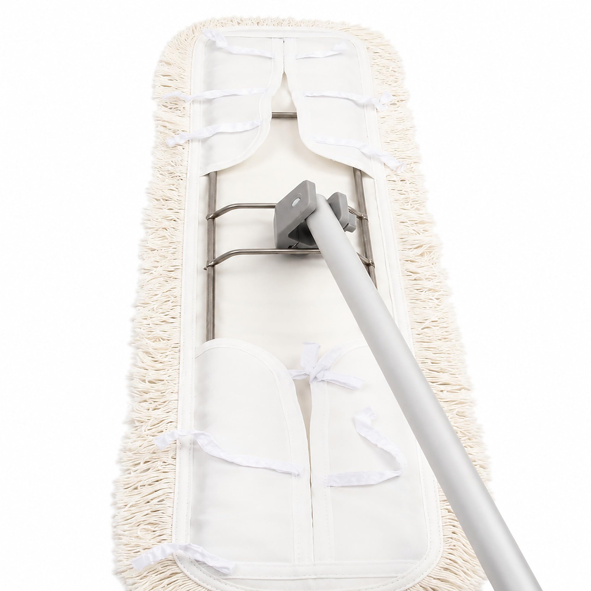 Wischmop-Set 160 cm, Profi Bodenwischer Edelstahl für Parkett | Edelstahlhalter und Baumwollmop aus deutscher Fertigung fuer Turnhallen und Tanzschulen. Ideal zur Trocken- und