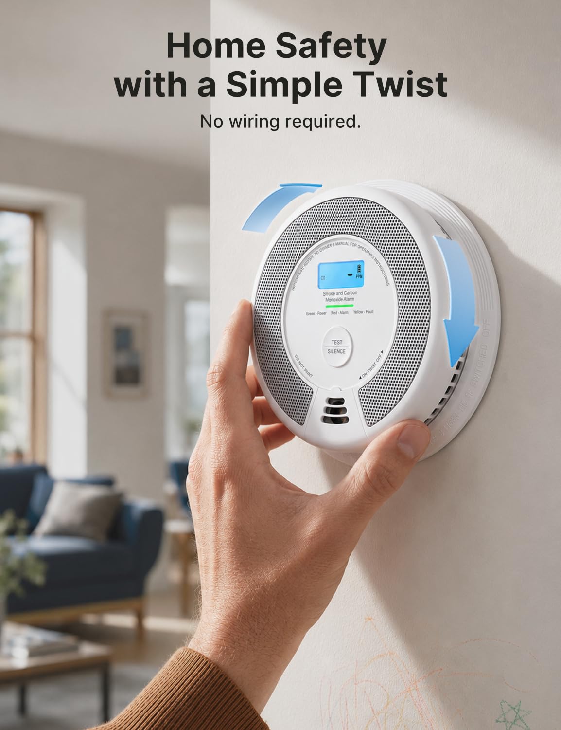X-Sense Detector inalámbrico de humo y monóxido de carbono interconectado con pantalla LCD y batería de 10 años, rango de transmisión de más de 880 pies, SC07-W, paquete de 6