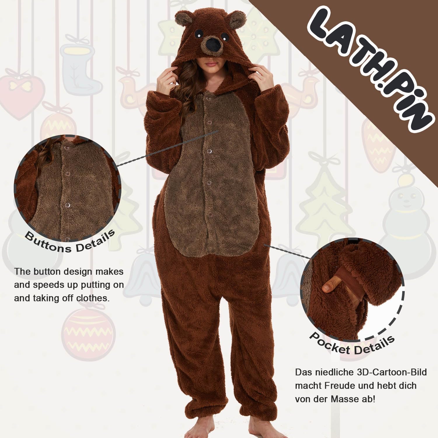 Adulte Kigurumi Pyjama Unisexe Anime Animal Costume Cosplay Déguisement Combinaison Onesies Ensembles de Pyjama Panda Vêtements de Nuit Sleepwear