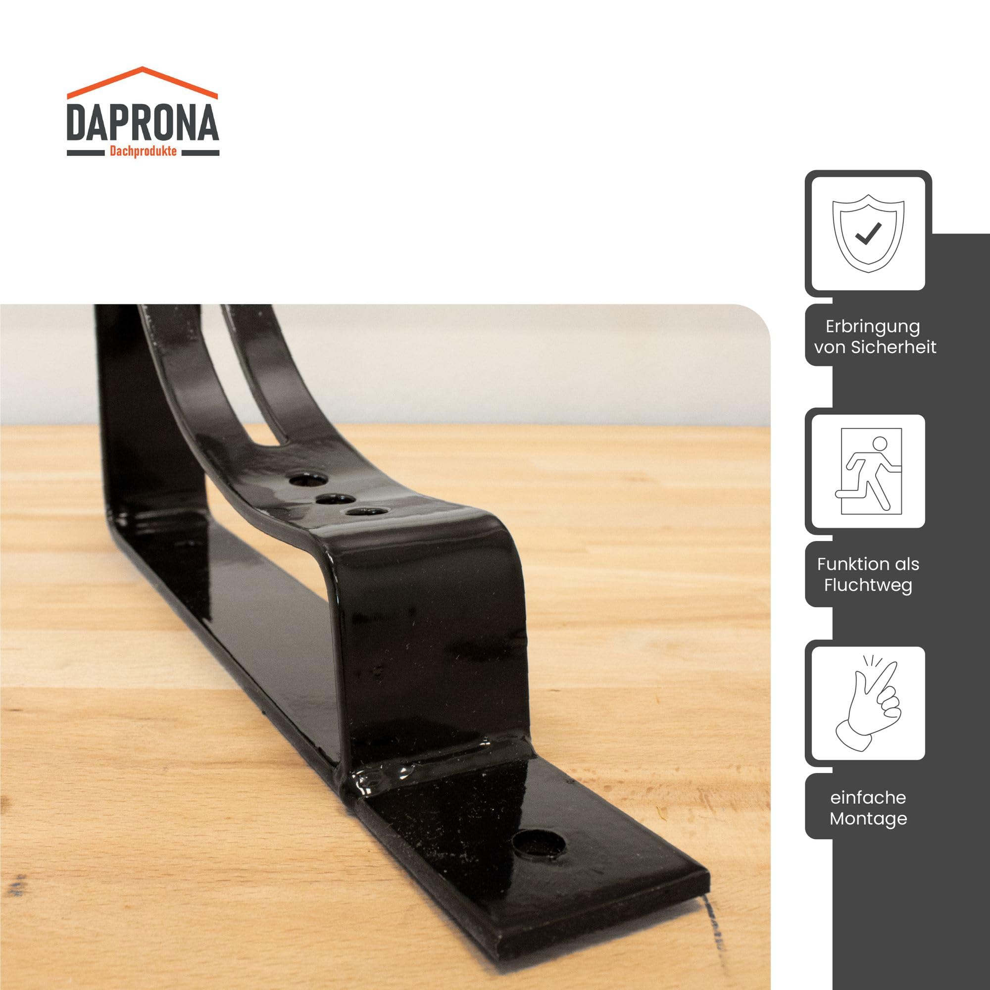 DAPRONA Universal Grating Support For Roof Step And Grating Black 28cm