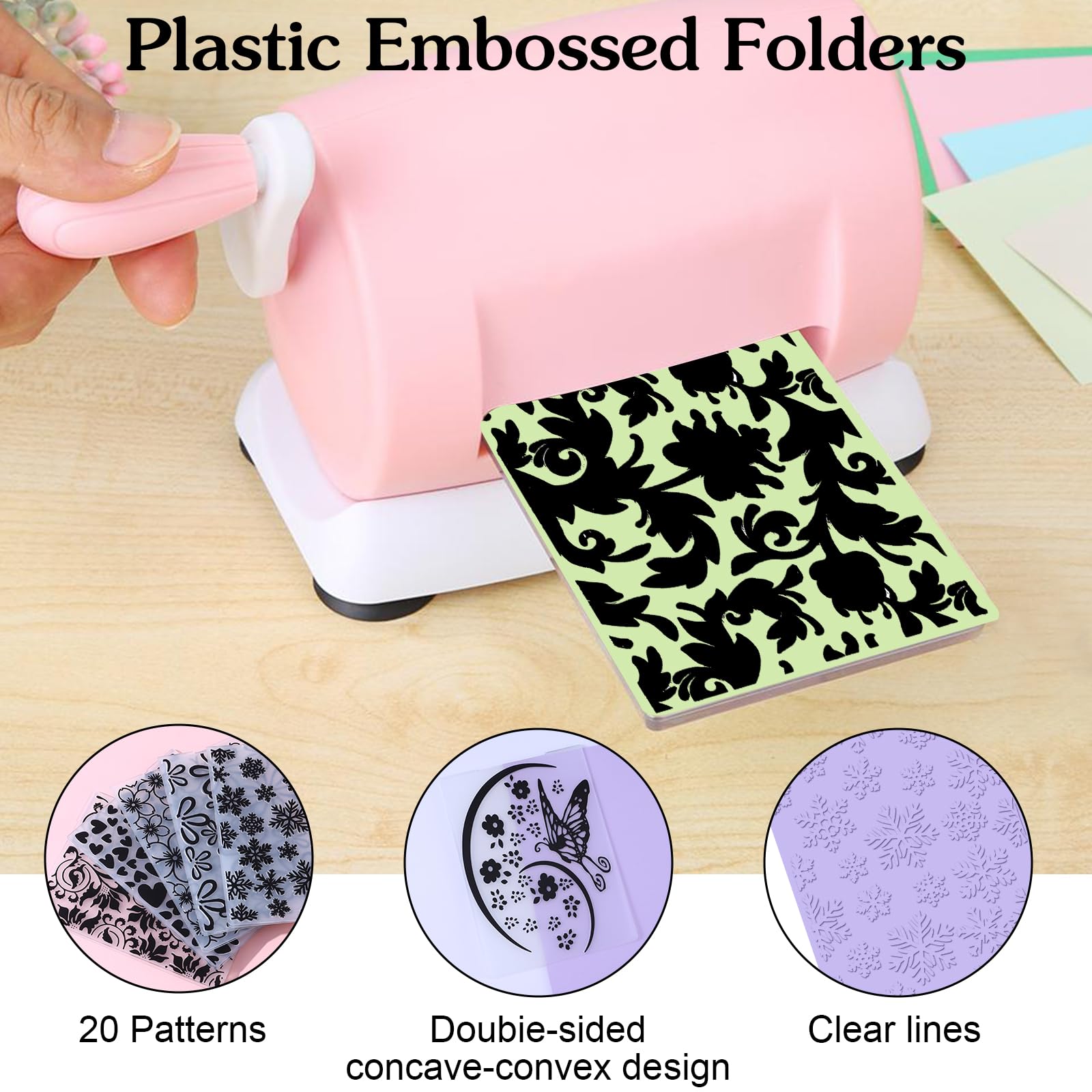 20 Pcs Embossing Folders for Card Making, DIY Craft Template Embossing Stencil Plastic Paper Card Decorating Mold Folder for Scrapbook Photo Album DIY Craft Making, 5.9 x 4.1 Inch (Vintage)