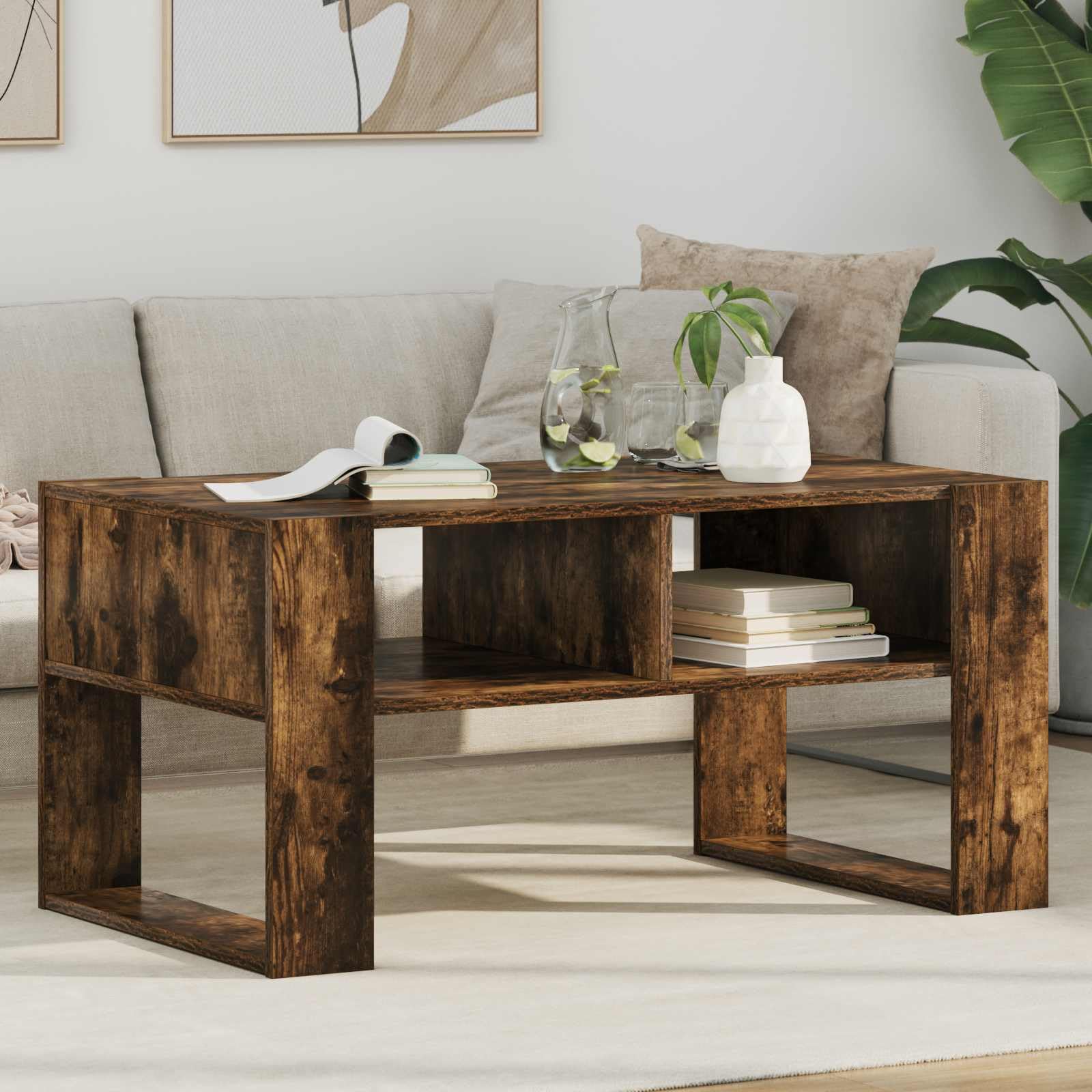 Table basse chêne fumé : le meuble de salon moderne idéal pour vos apéritifs