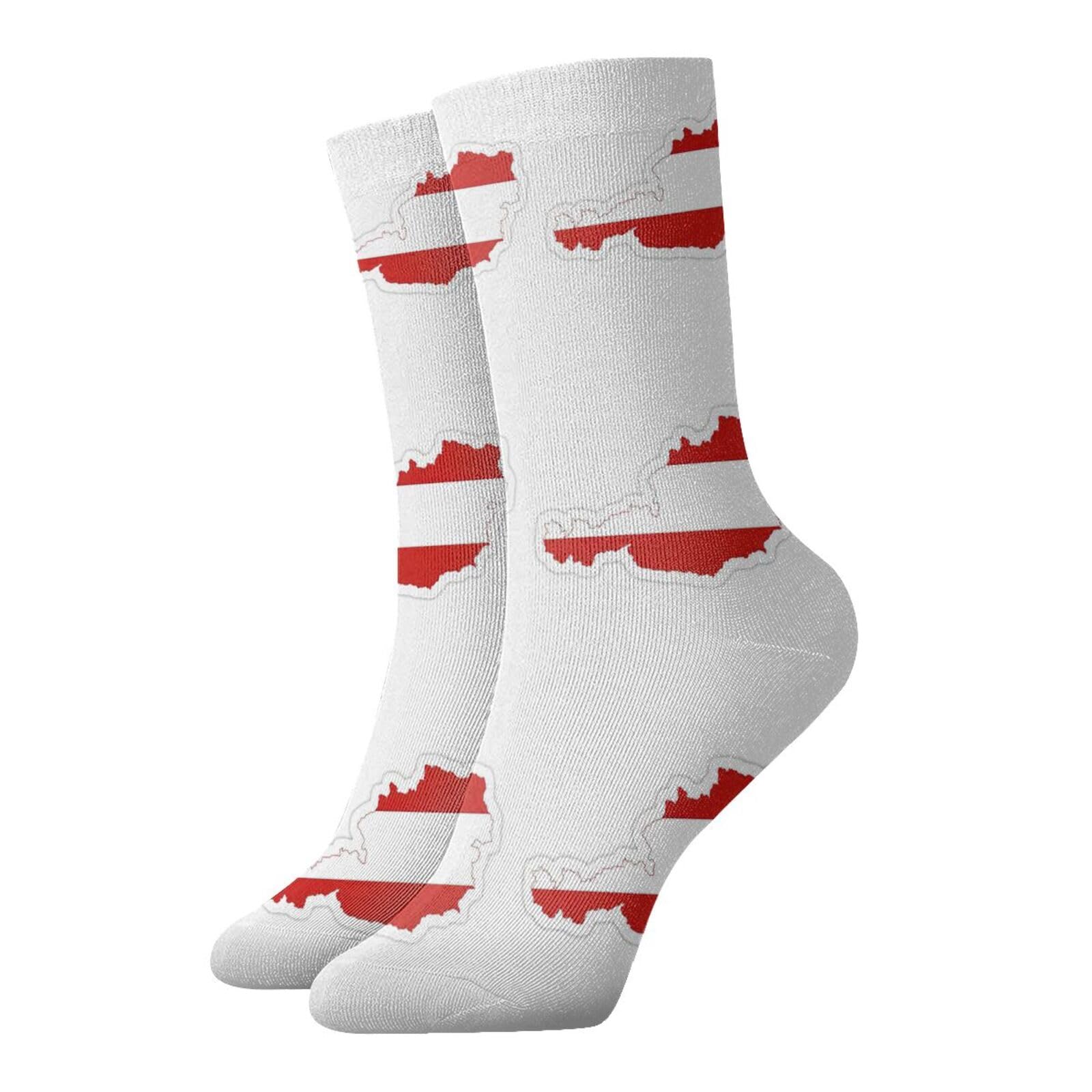 GaxfjRu Austrian Flag Map Lightweight Casual Socks Crew For Men Women, Breathable Comfortable Daily All Season Socks