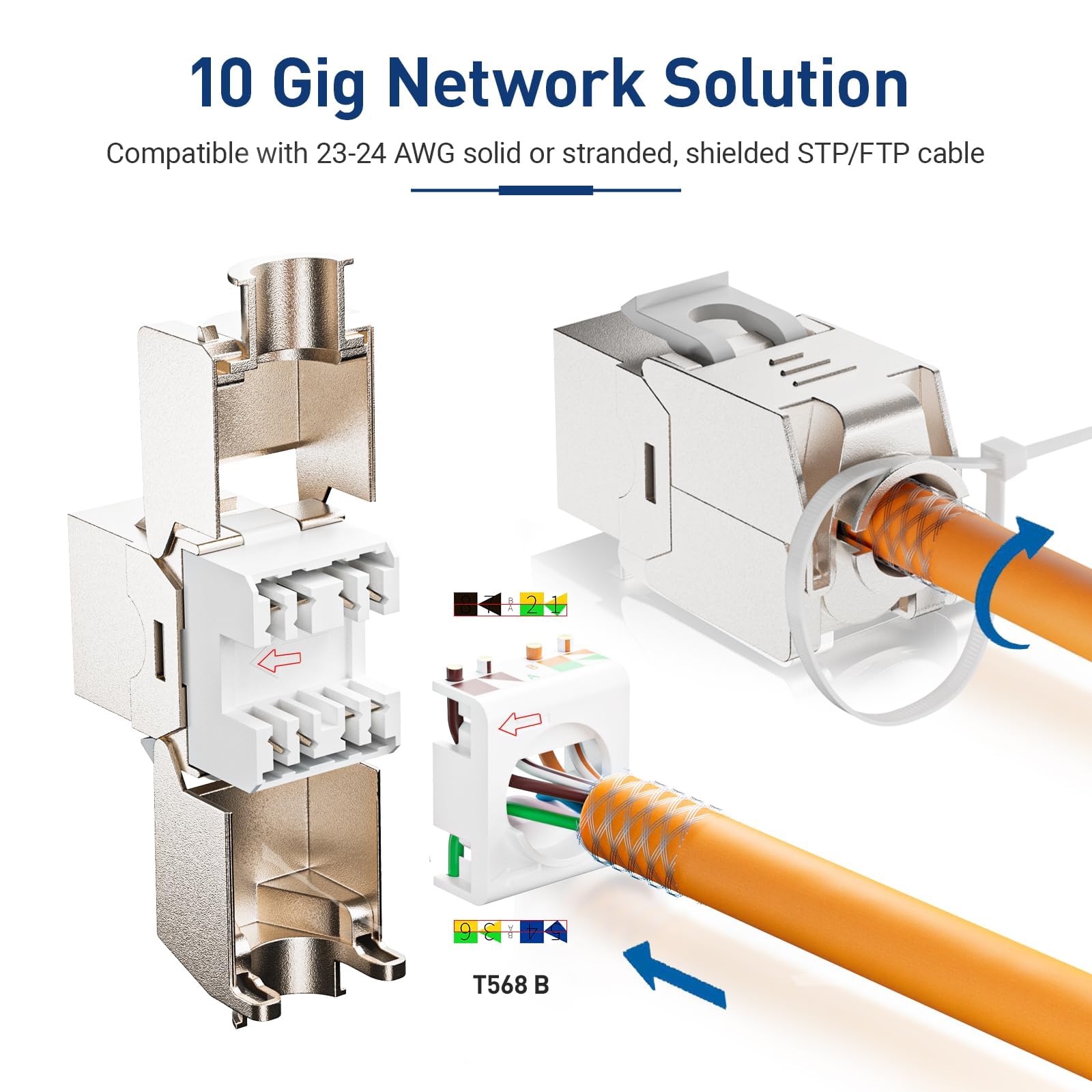 12 pièces Keystone CAT 7, Keystone RJ45 prise pour CAT7/6/6a, montage sans outil, pince de coupe LSA Convient pour câble LAN 1000 MHz 10 Gbit/s pour panneau de brassage et prise de réseau