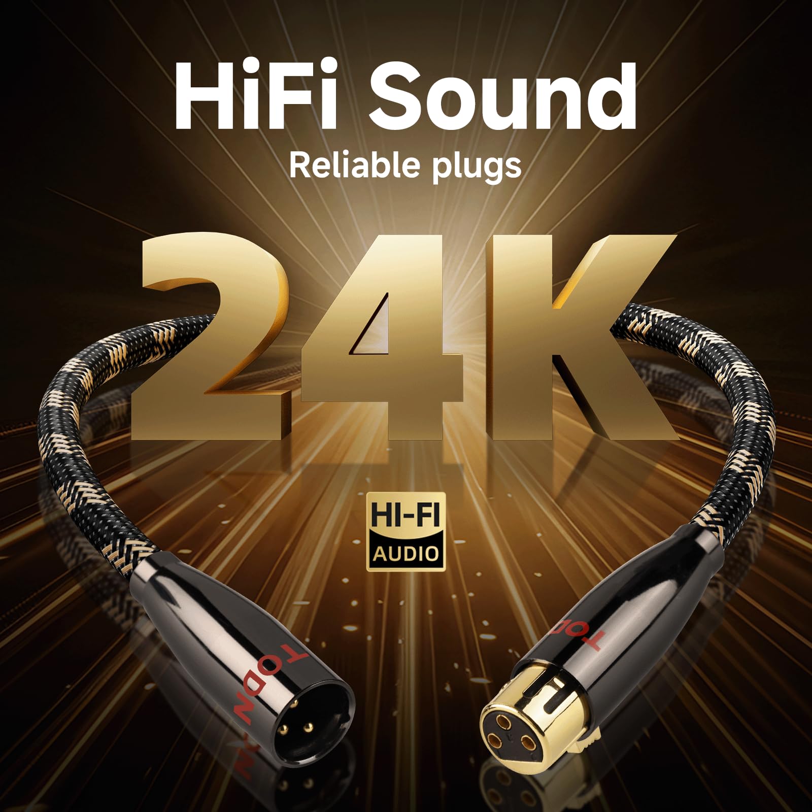 TODN XLR Kabel (3m, 2-Stück), OCC-Leiter | XLR Symmetrisch Audio kabel, 3-poligen Goldbeschichtete XLR Stecker, für Studio-Recorder, Mixer