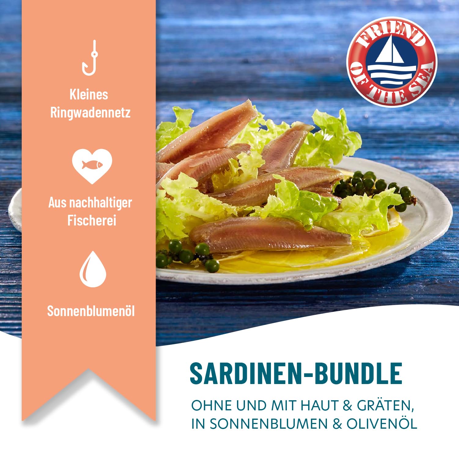 Fontaine - Sardinen Bundle - 3 Sorten (je 2 Dosen) - 6er Pack - Premium Sardinenfilets aus 100% zertifizierter, nachhaltiger Fischerei und kontrolliertem Anbau