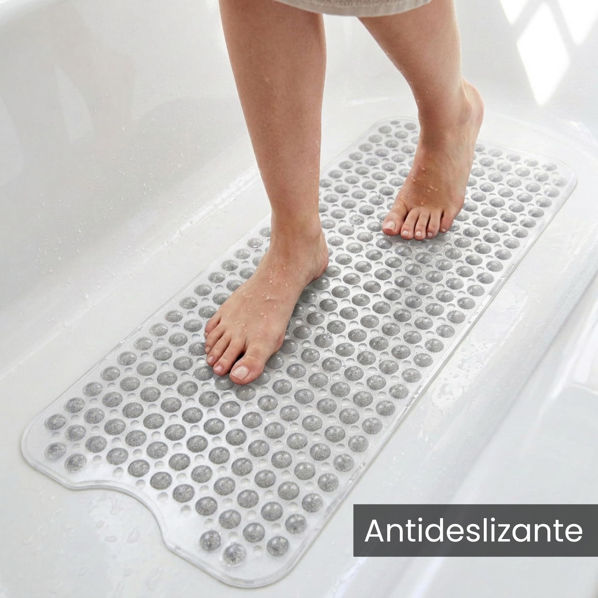 edihome, Alfombra Bañera Antideslizante, 100x40 cm, Alfombrilla Ducha, Burbujas con Ventosa sin BPA, Antibacterial, Resistente al Moho, Lavable a Máquina (Transparente, 100 x 40 cm) — view 2