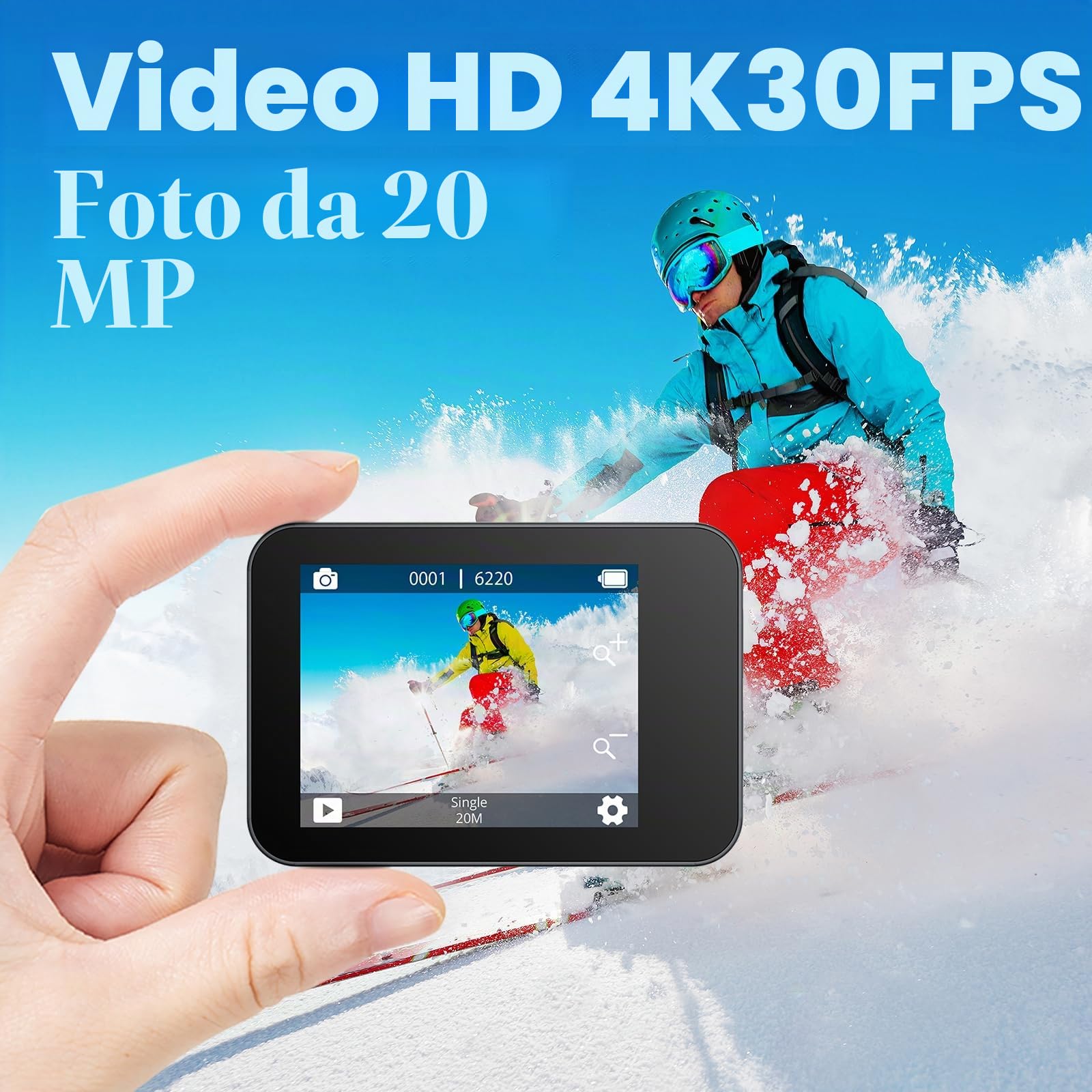 AKASO V50 X Action Cam 4K 20MP con Impugnatura e Custodia Protettiva, Videocamere WiFi EIS 40M Fotocamera Subacquea Touch Screen, Telecomando, Custodia Impermeabi, Action Camera Kit di Accessori di Mo