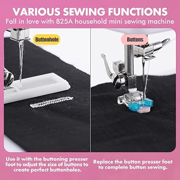 Sewing Machine for Beginners, Portable Mini Sewing Machine, 12 Built-In Stitches and Adjustable Speed with Replaceable Presser Feet and Two Power Supply Methods (110V)