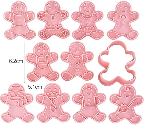 Miniatura 6 de Cortador de tema de Navidad adorable galleta 10 unidsset molde lindo de dibujos animados galleta hombre grado alimenticio PP bricolaje 3d Fondant