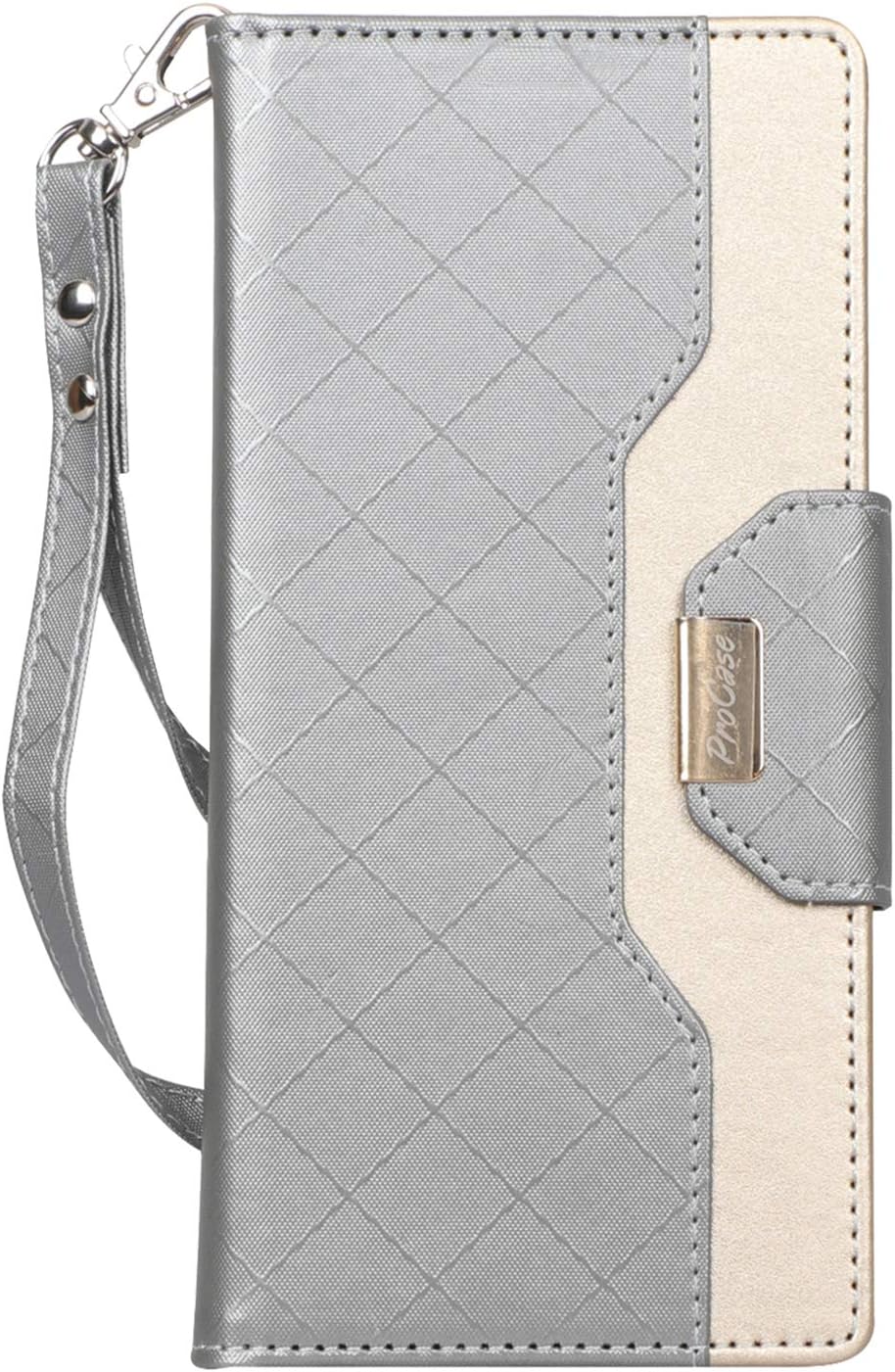 ProCase Wallet Case for Google Pixel 3 XL, Flip Kickstand Case with Card Slots Mirror Wristlet, Folding Stand Protective Cover for Google Pixel 3XL (2018 Release) -Grey