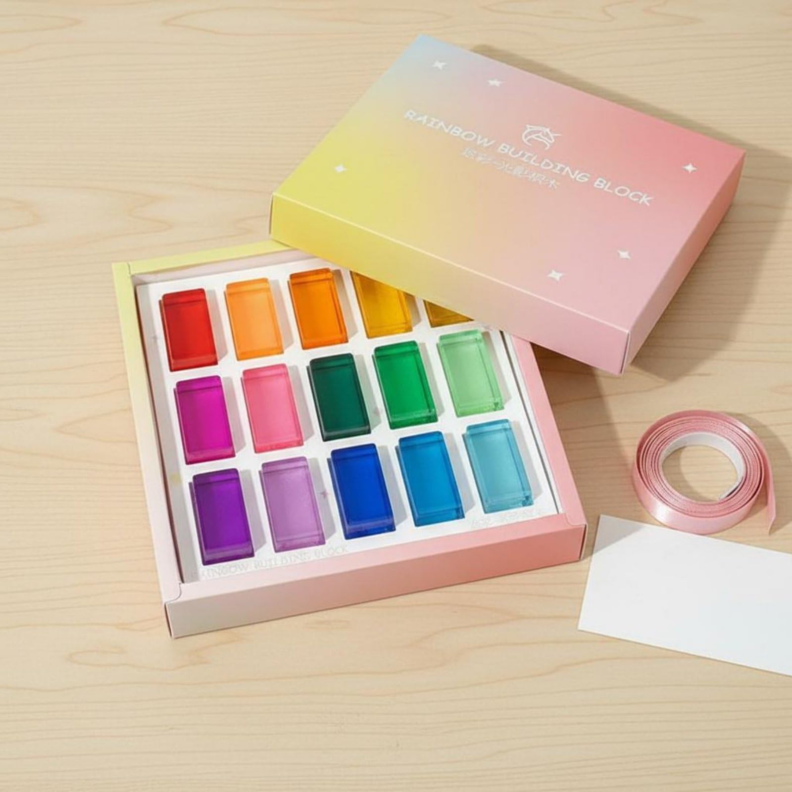 25 Pezzi Blocchi Acrilici Arcobaleno Colori Vivaci Blocchi Traslucidi Colorati Motricità Fine Gioco Educativo per Asilo