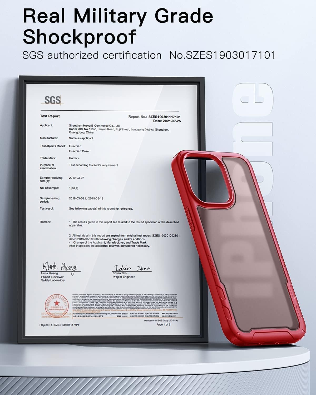 Humixx Shockproof Designed for iPhone 13 Pro Max Case [Military Grade Drop Tested] Upgraded Anti-Scratch Translucent Matte Hard Back with Soft Texture Edge, Slim Fit Protective Cover, Red