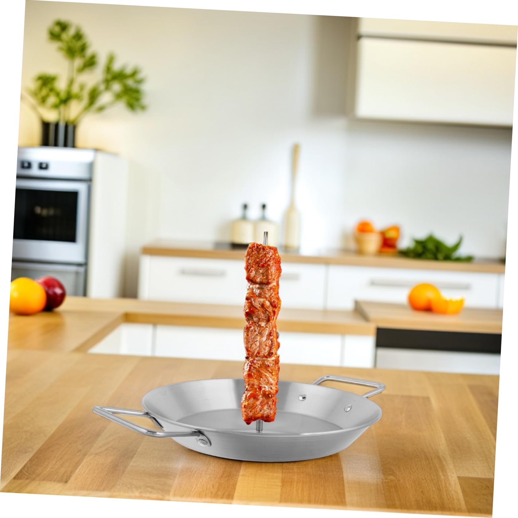 Parrilla Vertical para Barbacoa con 3 Pinchos Extraíbles | 1 Juego con Cepillo para Aceite, Diseño Vertical, Uso para Shawarma, Kebabs, Pescado y Salchichas