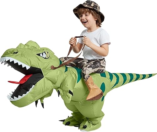Miniatura 4 de One Casa Disfraz inflable de dinosaurio T Rex Air Blow up divertido disfraz de fiesta de Halloween para niños