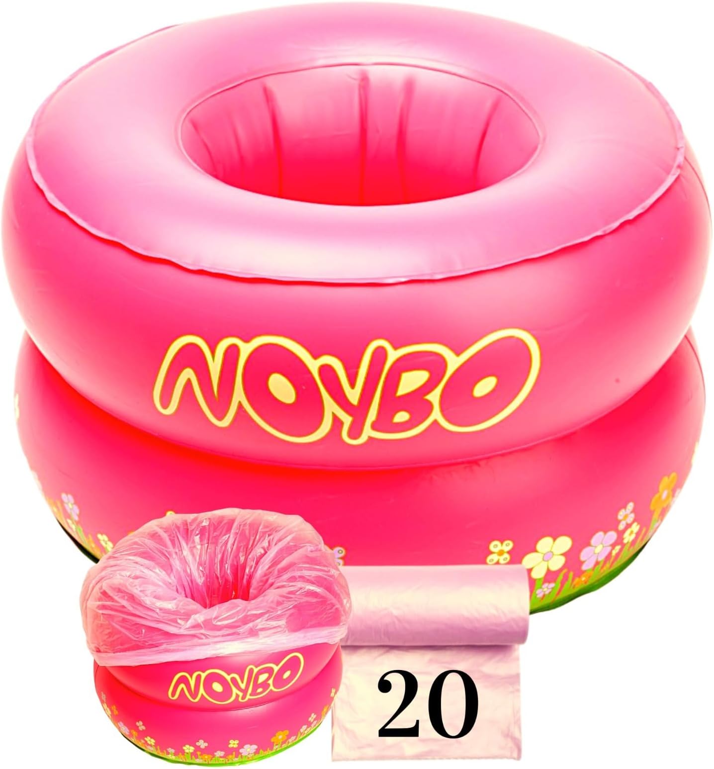 NOYBO Inflatable Portable Travel Toilet | Toddler Training Potty | for Kids up to 66 lbs Pink 1111111111