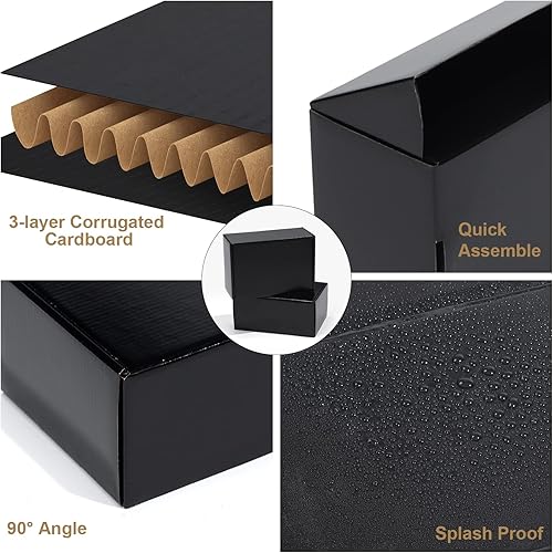 Miniatura 3 de ZBEIVAN Cajas de envío pequeñas negras de 9 x 6 x 4 pulgadas, 20 paquetes de cajas de cartón corrugado para embalaje de pequeñas empresas, cajas de